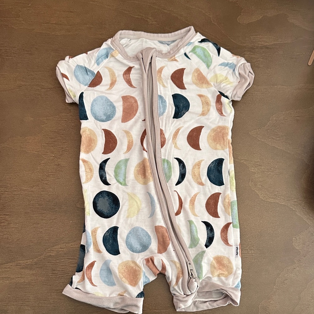 Little Sleepies Short Sleeve One-Piece in Multicolor Moon Pattern